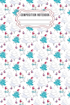Paperback Composition notebook: Journal Notebook-Cute Bear Deer Forest Woodland Santa Claus Hat Cartoon Animals Fox Wolf Bird Xmas Christmas December Book
