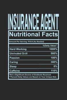 Paperback Insurance Agent Nutritional Facts: 6x9 college ruled notebook, 120 Pages, Composition Book and Journal, funny gift for your favorite Insurance Agent Book