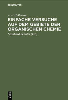 Hardcover Einfache Versuche auf dem Gebiete der organischen Chemie [German] Book