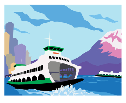 Paperback Seattle Puget Sound Ferries Art Print 11x14 Book
