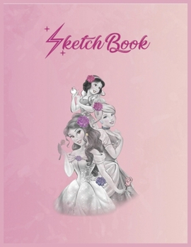 SketchBook: Disney Princess Trio Floral Sparkle Graphic Empty Notebook SketchBook Floral Flower Arts Notebook for Girls Teens Kids Journal Blank UnLined 110 Pages of 8.5x11 for Drawing and Painting