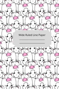 Cute Baby Pig Theme Wide Ruled Line Paper