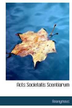 Hardcover Acts Societatis Scentiarum [German] Book