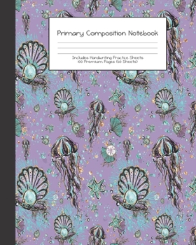 Paperback Primary Composition Notebook: Audrey Mermaids -Grades K-2 - Handwriting Practice Paper-Primary Ruled With Dotted Midline - 100 Pgs 50 Sheets - Premi Book