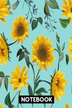 Paperback Notebook: Sunflower Sunflowers Bouquet Spring Yellow Flowers Black Lined Journal Writing Diary - 120 Pages 6 x 9 Book