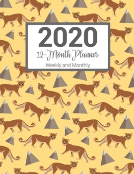 Paperback 2020 12-Month Planner Weekly and Monthly: Yellow Cougars Pattern Book