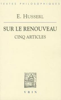 Paperback Edmund Husserl: Sur Le Renouveau: Cinq Articles [French] Book