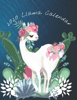 2020 Llama Calendar: Monthly 2020 Illustrated Llama Calendar With Large Image and Calendar Dates, Spaces to Record Income, Expenses, Important Dates, ... to Hang. (Llama and Cactus on Blue Waves)