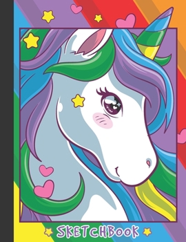 Paperback Sketchbook: Cute Blank Notebook for Sketching and Picture Space with Magical Unicorn, Hearts and Stars, Unlined Paper Book for Dra Book
