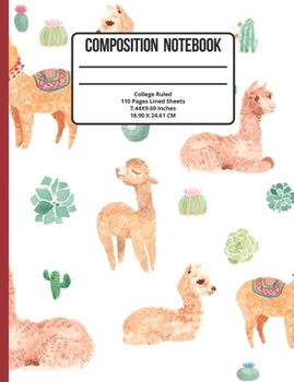 Paperback Composition Notebook College Ruled: Llama 110 Pages Book