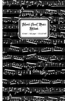 Blank Sheet Music Notebook: Black Music Notes cover, 10 stave staff paper, 100 pages, 5.5x8.5 inch Music Manuscript Paper Musicians, Small approx A5 Music Notebook for writing music notation