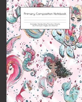 Primary Composition Notebook: Mermaid Christmas Ocean Adventure Holiday |Grades K-2 | Handwriting Practice Paper|Primary Ruled With Dotted Midline | ... Girls | Elementary | Teacher | School | Gift