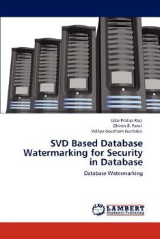 Paperback SVD Based Database Watermarking for Security in Database Book