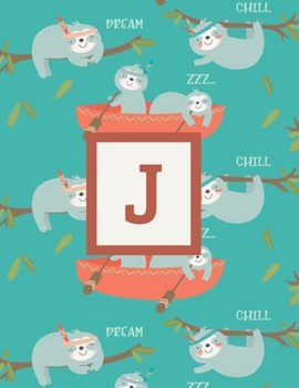 J: Letter Cute Sloth Animal Monogrammed 2020 Weekly Planner - January 2020 - December 2020 (8.5x11)