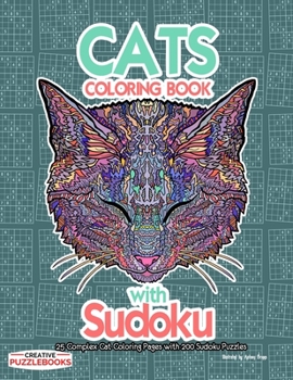 Paperback Cats Coloring Book with Sudoku: 25 Complex Cat Coloring Pages with 200 Sudoku Puzzles Book