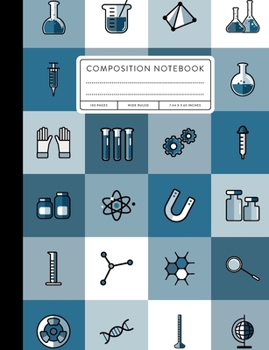 Paperback Composition Notebook: Wide Ruled, Science, Blue Book