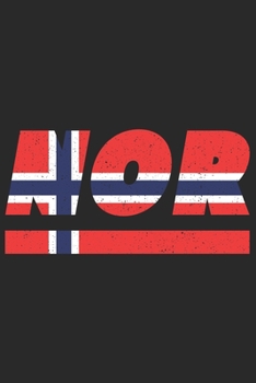 NOR: Norway notebook with lined 120 pages in white. College ruled memo book with the norwegian flag