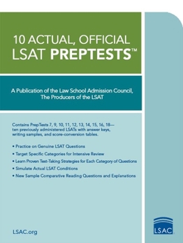 Paperback 10 Actual, Official LSAT Preptests: (Preptests 7,9,10,11,12,13,14,15,16,18) Book