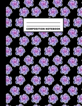 Paperback Composition Notebook: Purple Echeveria Succulent Pattern Cover Design - College Ruled - 120 Blank Lined Pages - 8.5" X 11" - Matte Finished Book