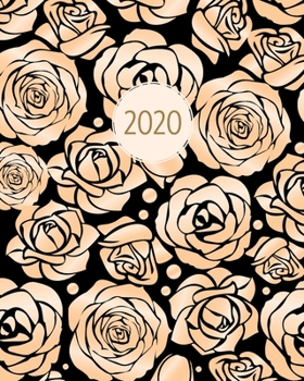 2020: Weekly & Monthly Planner & Diary Black Pastel Pink Roses & Flowers Week to View A4 Letter Size with To-Do Lists January 2020 - December 2020