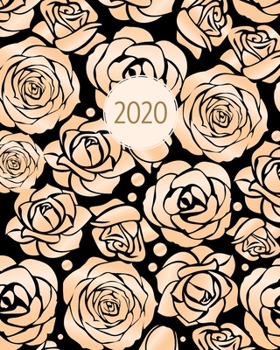 Paperback 2020: Weekly & Monthly Planner & Diary - Black Pastel Pink Roses & Flowers - Week to View A4 Letter Size with To-Do Lists Ja Book