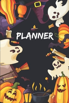 Planner: Spooky Undated Daily Planner with Food Log to Help You Organize Your Every Day Featuring Bats, Witches, and Other Spooky Stuff