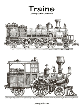 Paperback Trains Coloring Book for Grown-Ups 1 Book