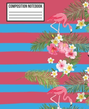 Paperback Composition Notebook: Adorable & Pretty Flamingo, Blue College Ruled Blank Lined School Subject, Exercise book, Diary, exercise book for tea Book