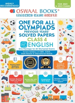 Paperback One for All Olympiad Previous Years' Solved Papers, Class-4 English Book (For 2021-22 Exam) Book