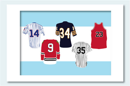 Chicago Jerseys Matted Print, 16 x 20 (Alphabet Cities)