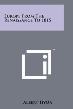 Paperback Europe from the Renaissance to 1815 Book
