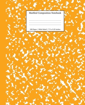 Paperback Marbled Composition Notebook: Orange Marble Wide Ruled Paper Subject Book