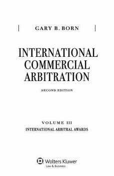 Hardcover International Commercial Arbitration: Volume III: International Arbitral Awards Book
