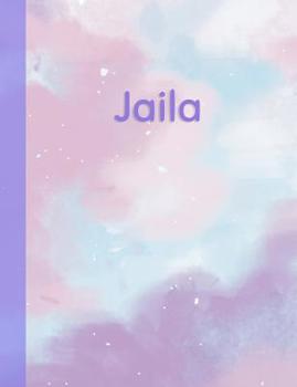 Jaila: Personalized Composition Notebook - College Ruled (Lined) Exercise Book for School Notes, Assignments, Homework, Essay Writing. Pink Blue Purple Cover Art - Cloud Marble with Name
