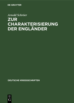 Hardcover Zur Charakterisierung Der Engländer [German] Book