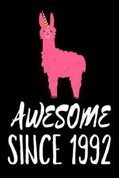 Paperback Awesome Since 1992: Funny Pink Llama Birthday Gift Notebook for Women Book