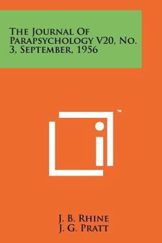 Paperback The Journal Of Parapsychology V20, No. 3, September, 1956 Book