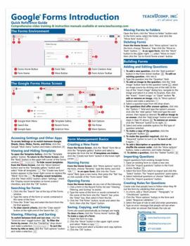 Pamphlet Google Forms Quick Reference Training Card - Laminated Tutorial Guide Cheat Sheet (Instructions and Tips) Book
