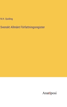 Hardcover Svenskt Allmänt Författningsregister [Swedish] Book