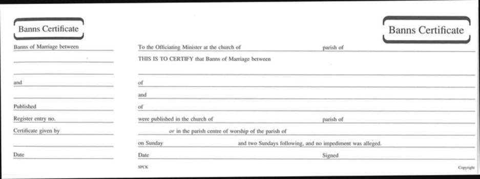 Paperback Banns of Marriage Certificate Book Mb6 Book