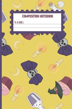 Paperback Composition Notebook: Halloween gifts for women, men, kids, adults and girls: cute Golden Sand Candle skull college ruled lined paper to wri Book