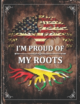 Im Proud of My Roots: Vintage Guyana and American Flag Personalized Gift for Coworker Friend  Lightly Lined Pages Daily Journal Diary Notepad
