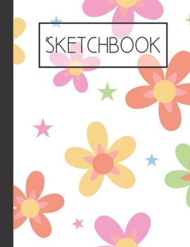 Paperback Flowers and Stars Sketchbook: 200 Page Sketchbook: Artist Edition (8.5x11) Book