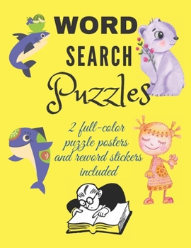 Word Search Puzzles: 2 full-color puzzle posters and reword stickers included