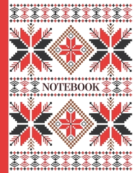 Paperback Notebook: Ruled pages - 8.5 x 11 inches - 100 pages - My Fallahi Cross Stitch Embroidery Pattern (RED) Book