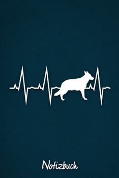 Notizbuch: Blaues liniertes Deutscher Schäferhund Herzschlag Hunde Notizheft ca DIN A5 weiß liniert 110 Seiten (German Edition)