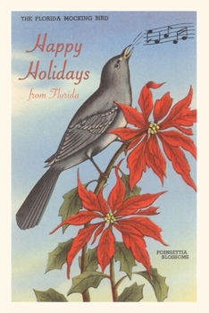 Paperback Vintage Journal Happy Holidays from Florida, Mockingbird, Poinsettias Book