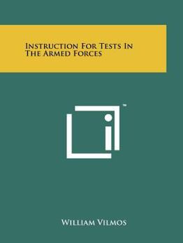 Paperback Instruction For Tests In The Armed Forces Book