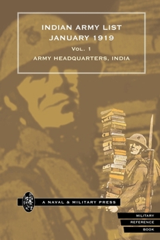 Paperback INDIAN ARMY LIST 1919 Voume 1 Book
