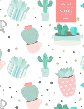 Wide Ruled Notes 110 Pages: Cactus Notebook for Kids, Teens and Students | Succulent Llama Pattern